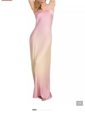 Good American Pink to Cream Ombre Strapless Slip Maxi